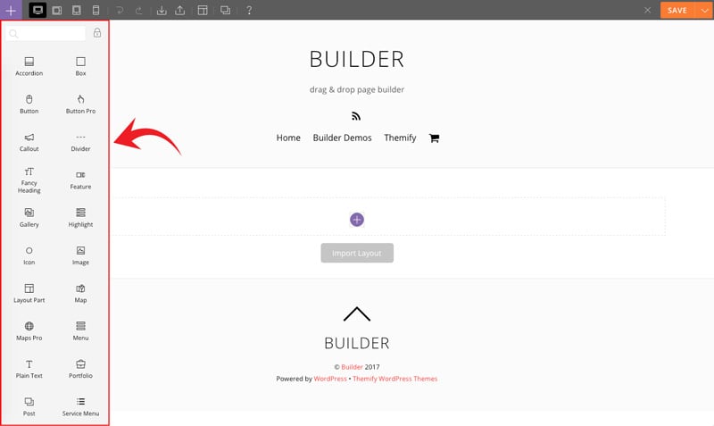 Themify Builder module panel