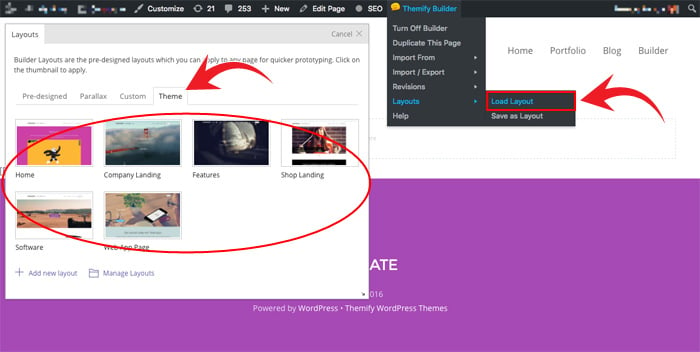Load theme Builder layouts