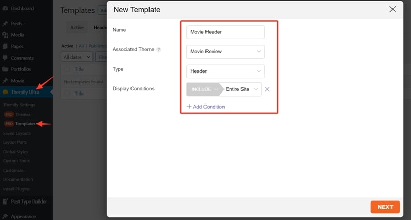 Creating the Header Template