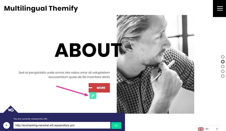 Translate Themify Builder content using Weglot Visual Editor