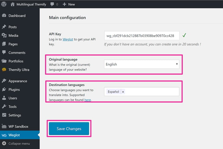 Themify Tutorial Weglot Translates Site Content