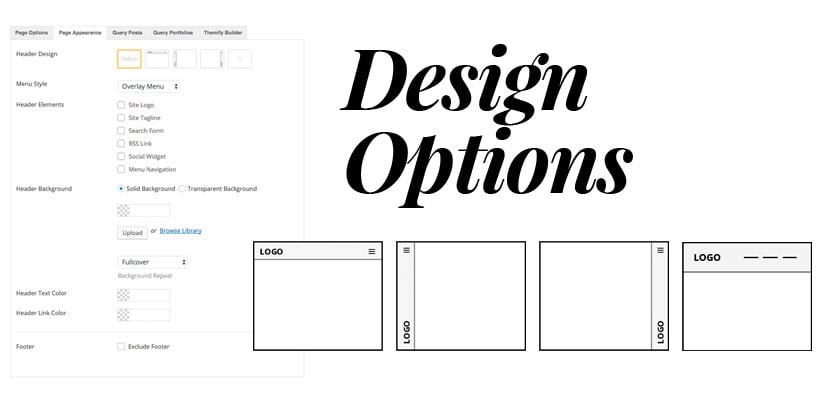 Float themes design option panel. Highlighting the header layouts