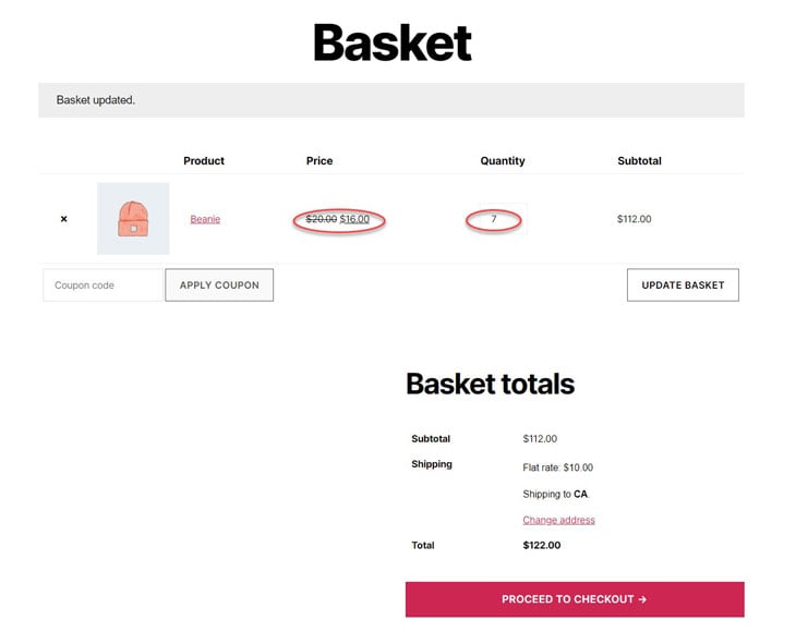 WooCommerce cart