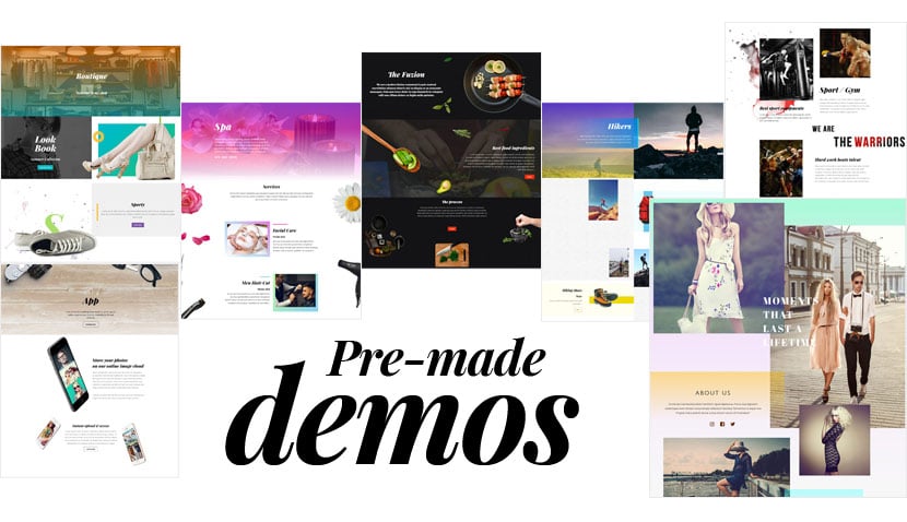 Showcasing the snapshot of the 11 pre-designed demo layouts available with the Float theme