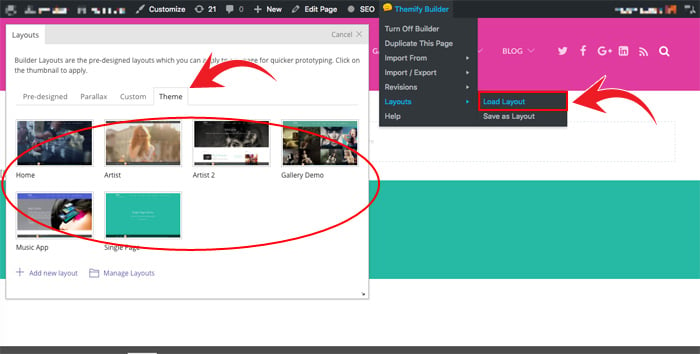 Load theme Builder layouts