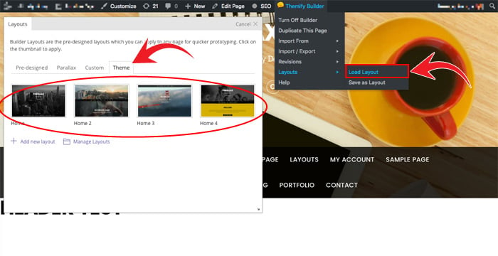Load theme Builder layouts