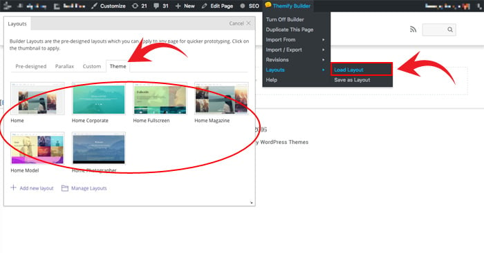Load theme Builder layouts