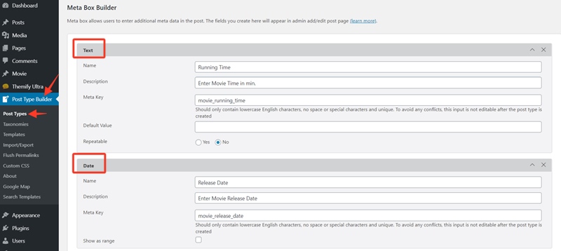 Creating Custom Fields with PTB