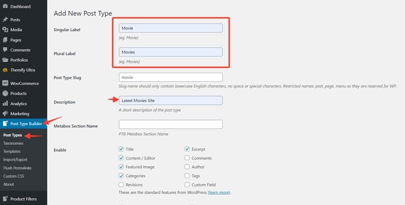 Creating Movie Post Type With PTB