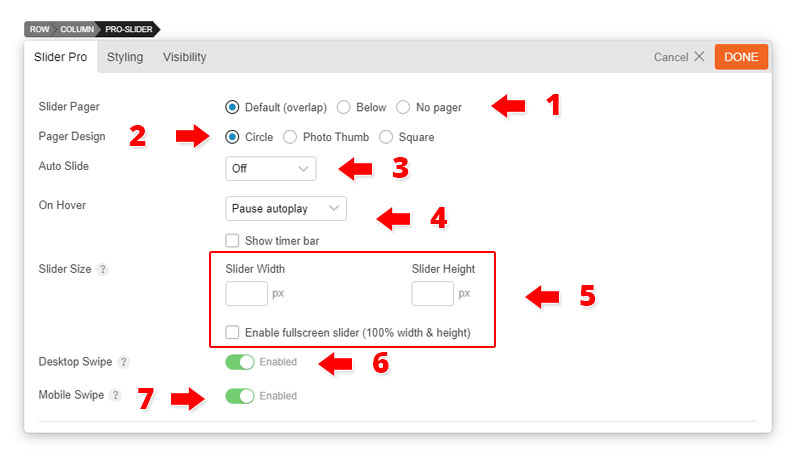 slider pro-options 