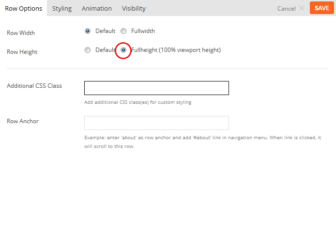 how to set full height row screenshot