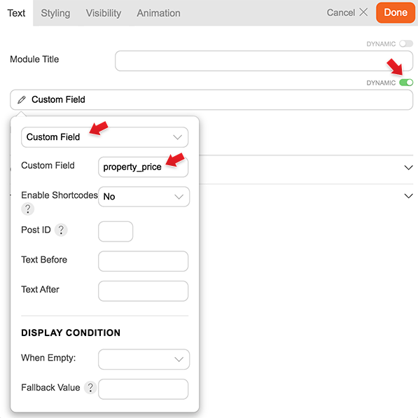 Dynamic content field