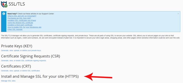 CPanel Manage SSL