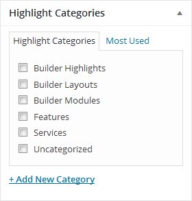 Highlight categories screenshot