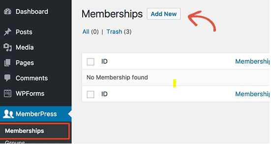 MemberPress WordPress Tutorial Add New