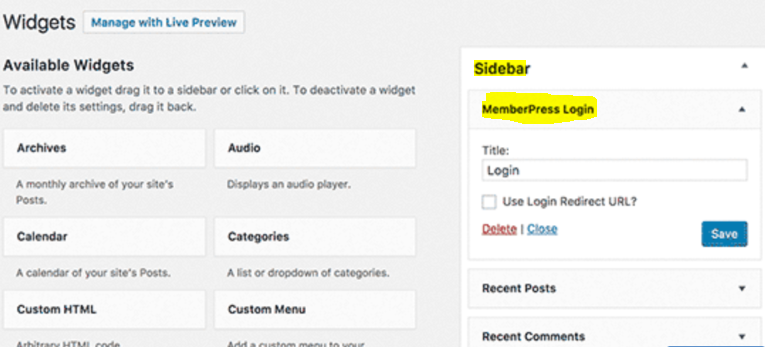 Membership WordPress Tutorial Sidebar Widgets