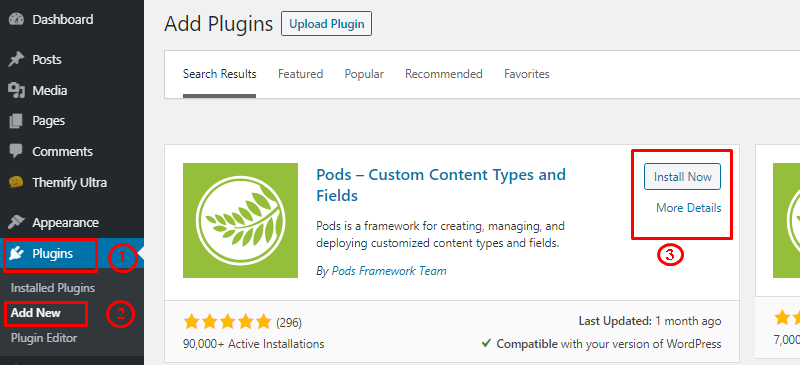 Pods Plugin Installation