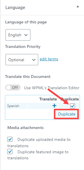 Language Duplicate