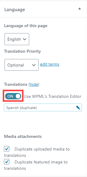 Language Sidebar