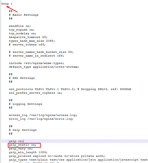 nginx.conf gzip enable