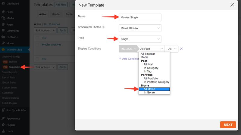 Creating a Single Movie Template