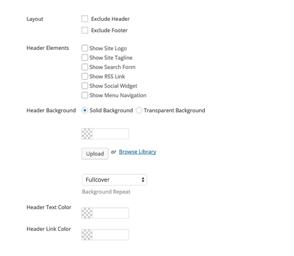 header and footer options