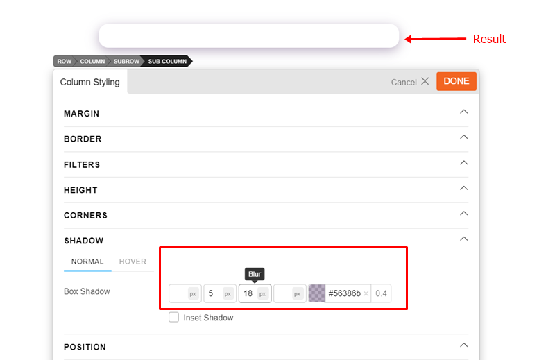 Shadow Style For Sub-Column