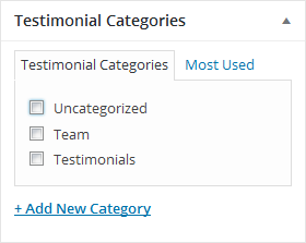 this is testimonial categories screenshot