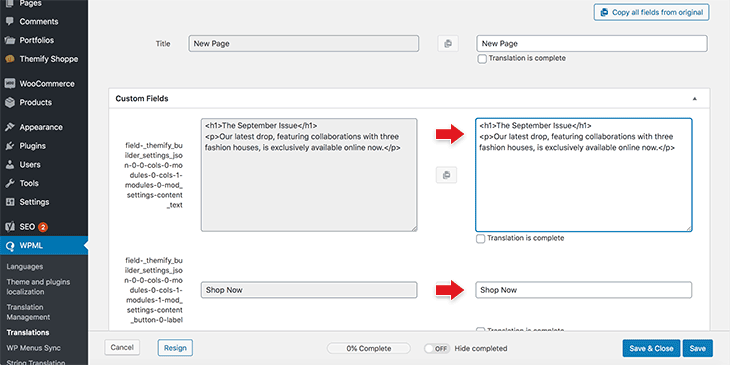 WPML translator